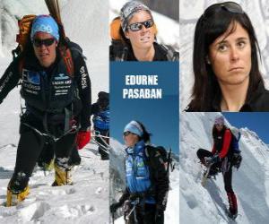 yapboz Edurne Pasaban İspanyol dağcı ve tarihin ilk kadın için 14 sekiz bin (8000 metrenin üzerinde dağlar) gezegenden çıkmak için.